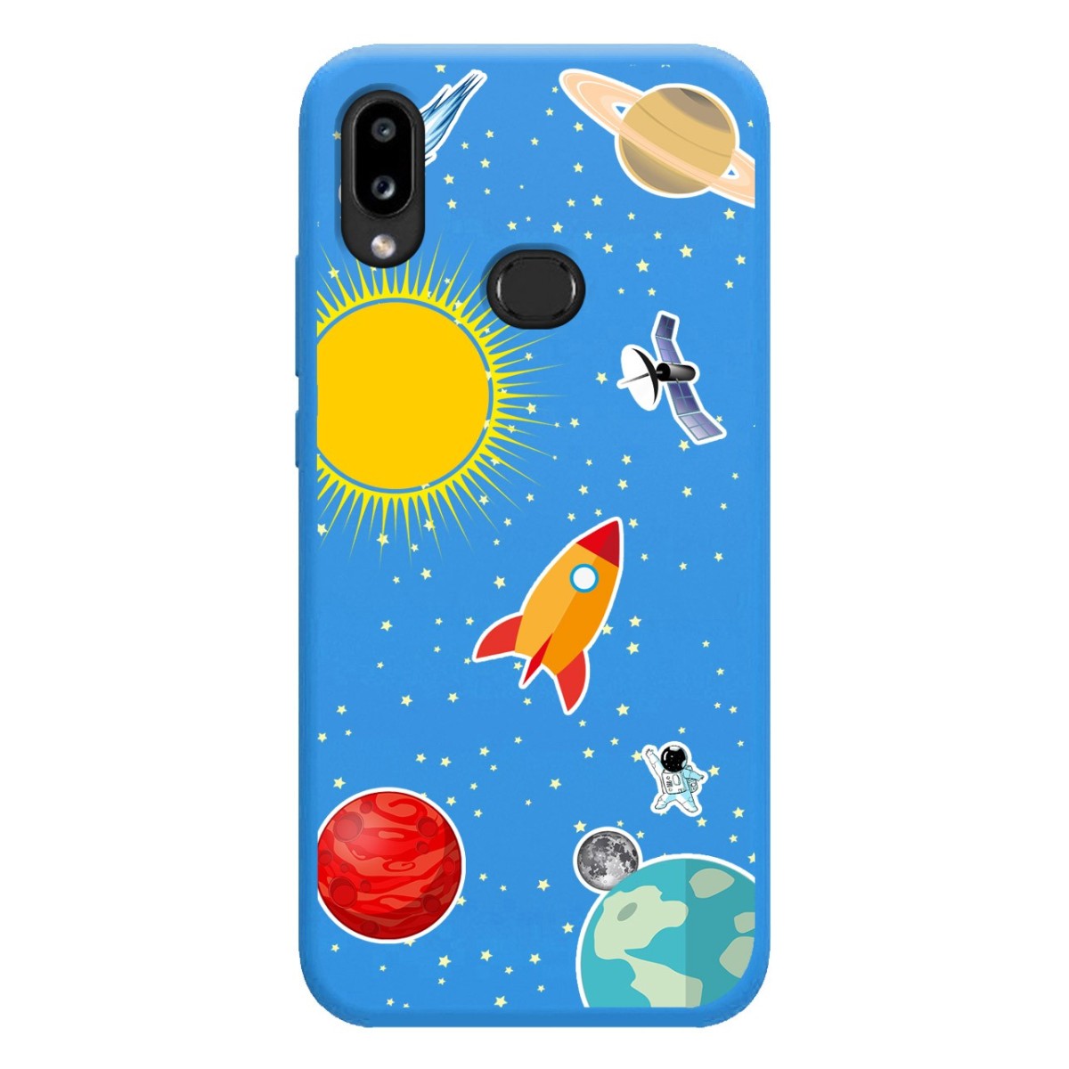 Funda Silicona Líquida Azul para Samsung Galaxy A10s diseño Espacio Dibujos