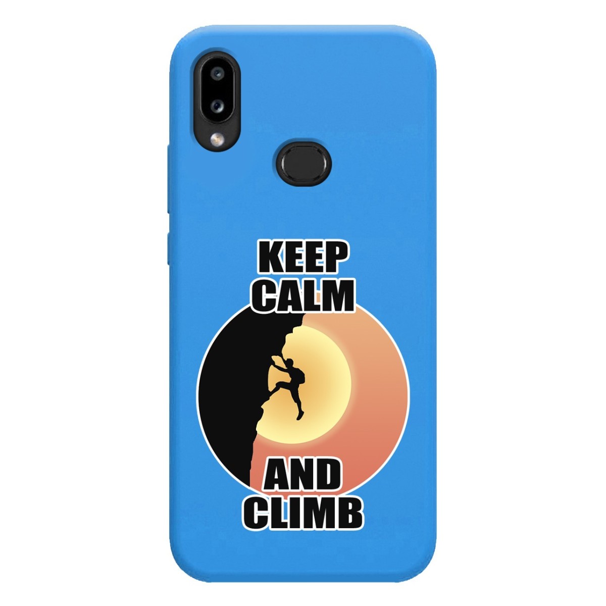 Funda Silicona Líquida Azul para Samsung Galaxy A10s diseño Hombre Escalada Dibujos