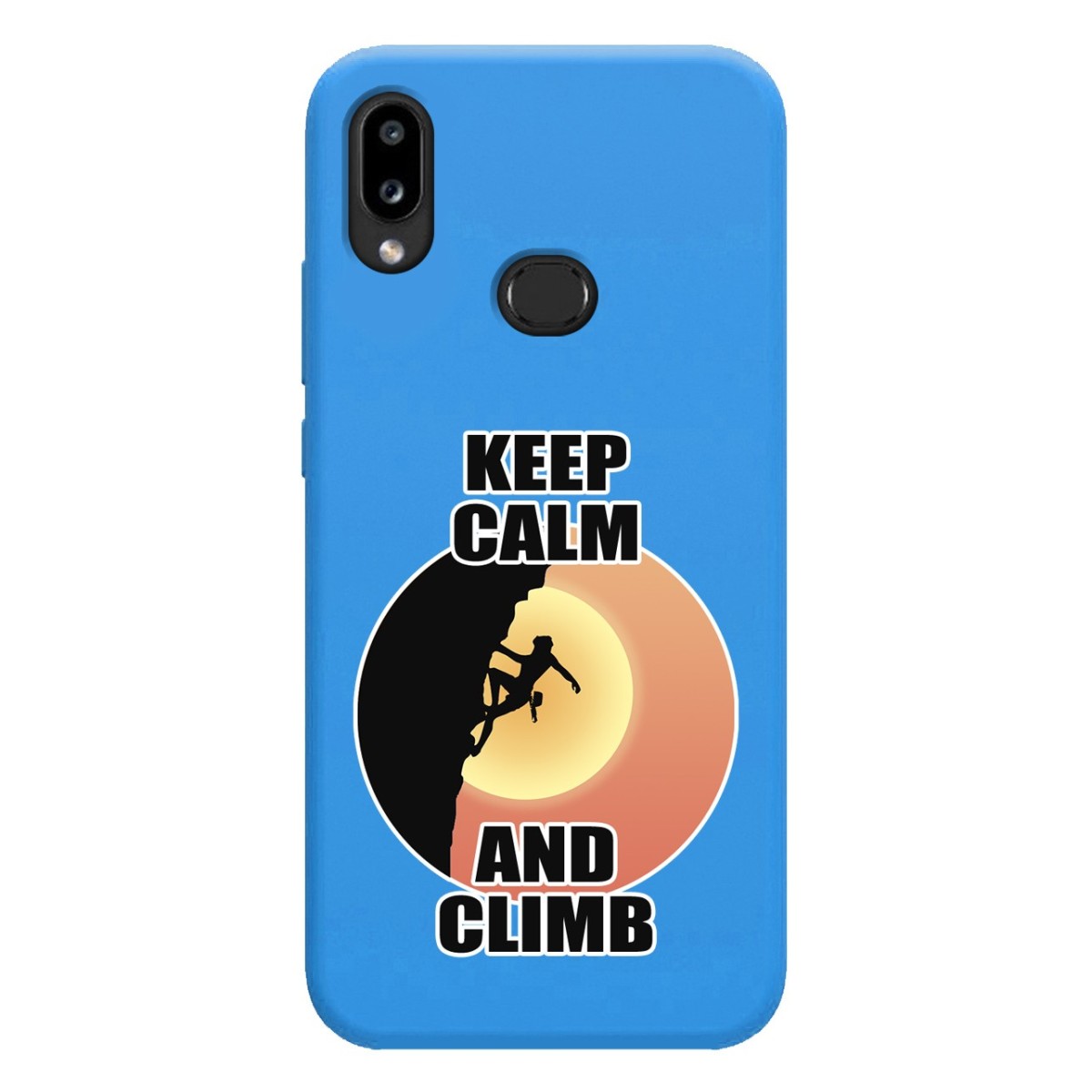 Funda Silicona Líquida Azul para Samsung Galaxy A10s diseño Mujer Escalada Dibujos