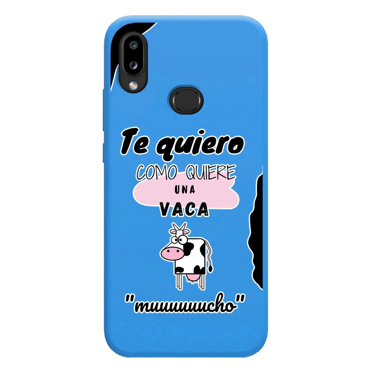 Funda Silicona Líquida Azul para Samsung Galaxy A10s diseño Vaca Dibujos