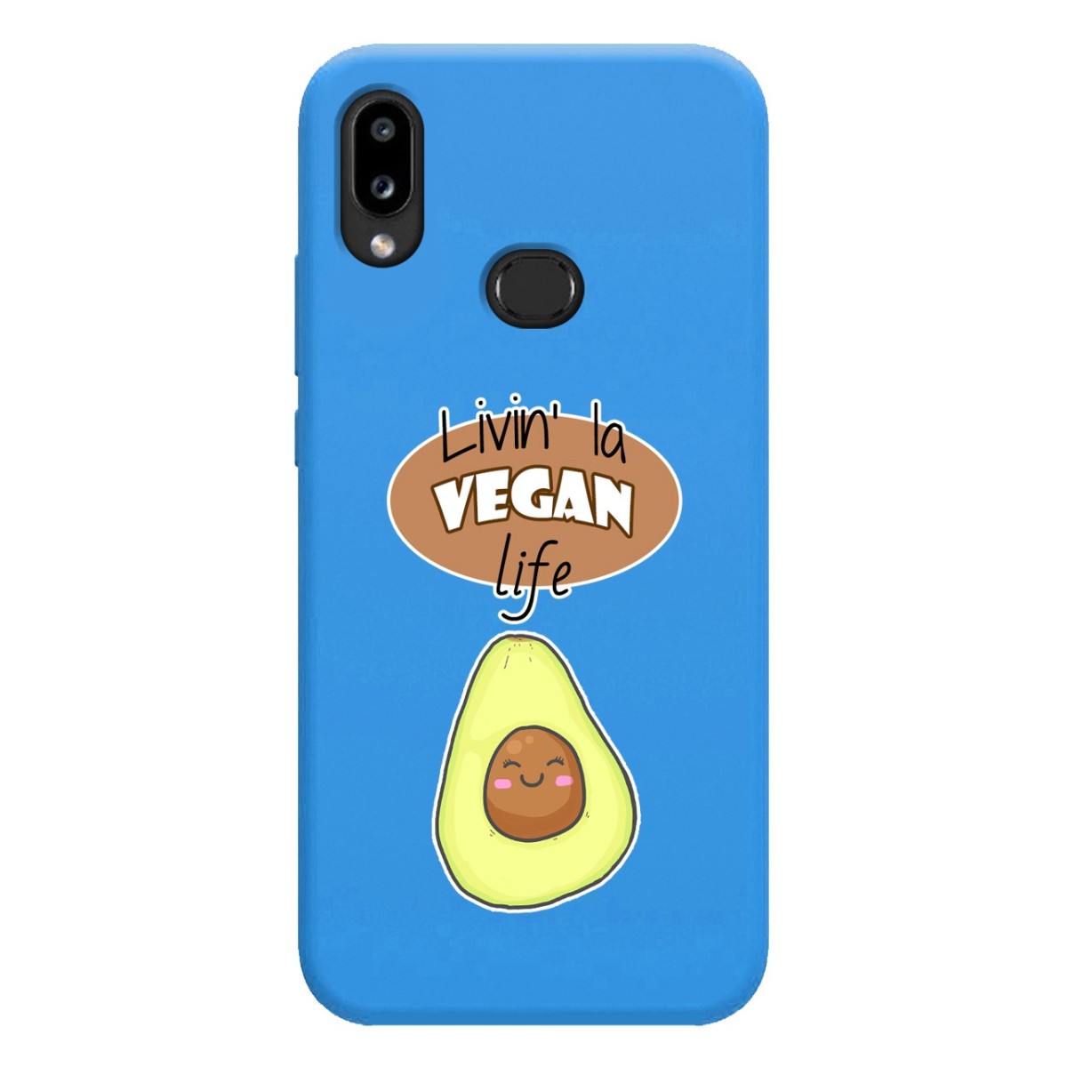 Funda Silicona Líquida Azul para Samsung Galaxy A10s diseño Vegan Life Dibujos