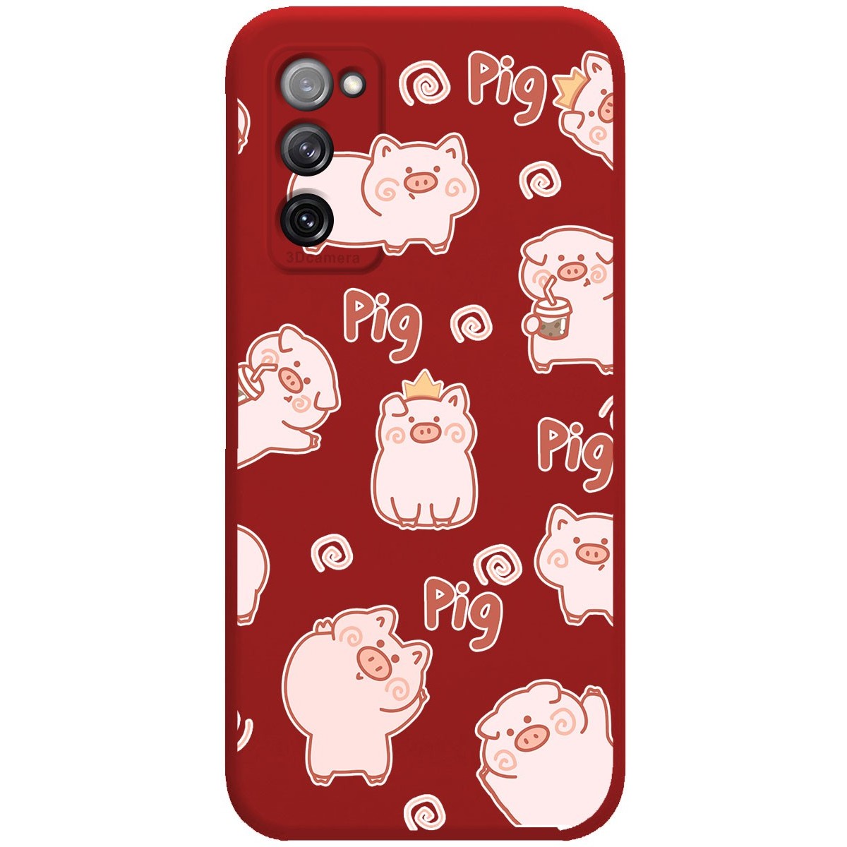 Funda Silicona Líquida Roja para Samsung Galaxy S20 FE diseño Cerdos Dibujos