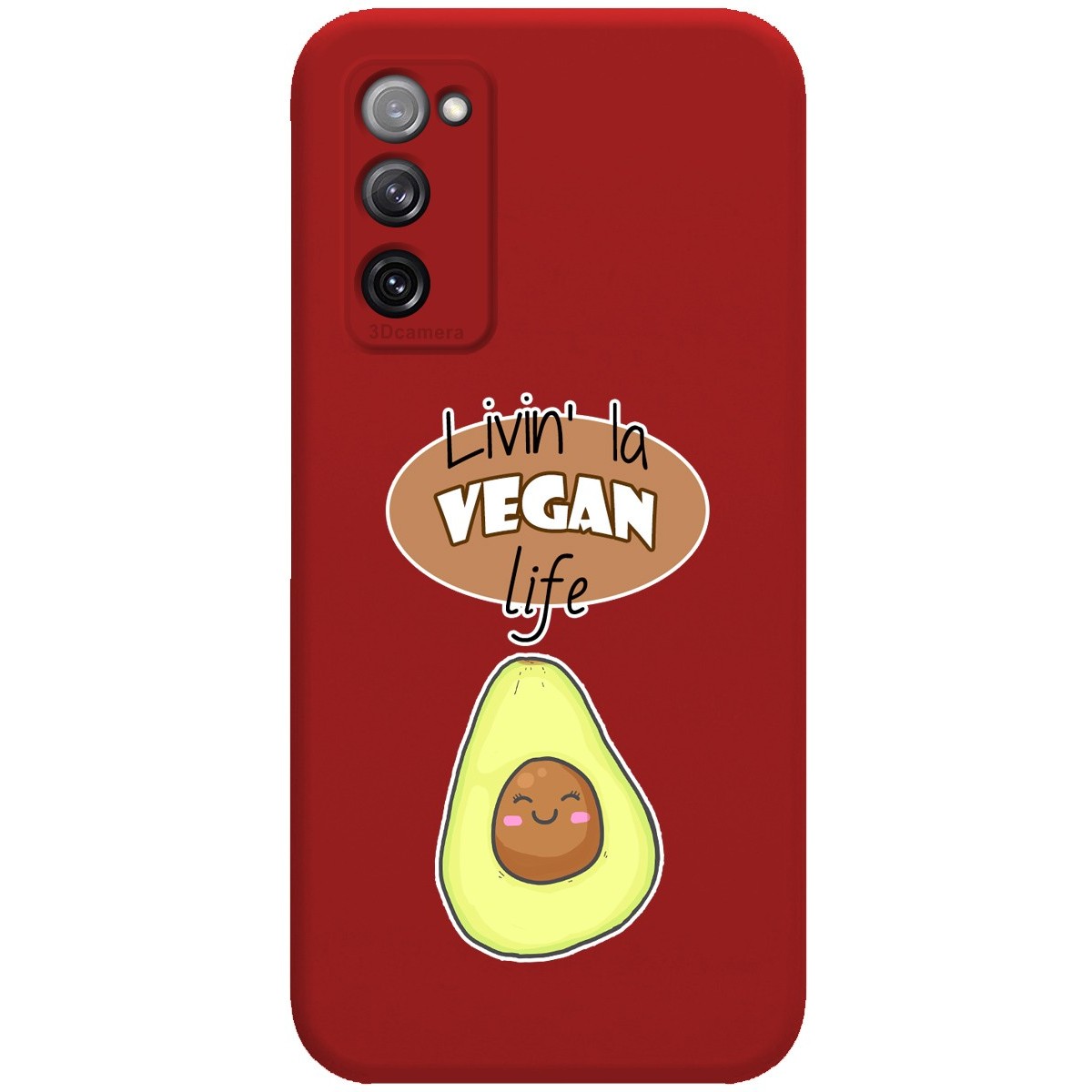 Funda Silicona Líquida Roja para Samsung Galaxy S20 FE diseño Vegan Life Dibujos