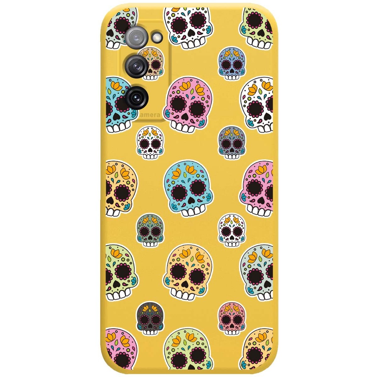 Funda Silicona Líquida Amarilla para Samsung Galaxy S20 FE diseño Catrina Dibujos
