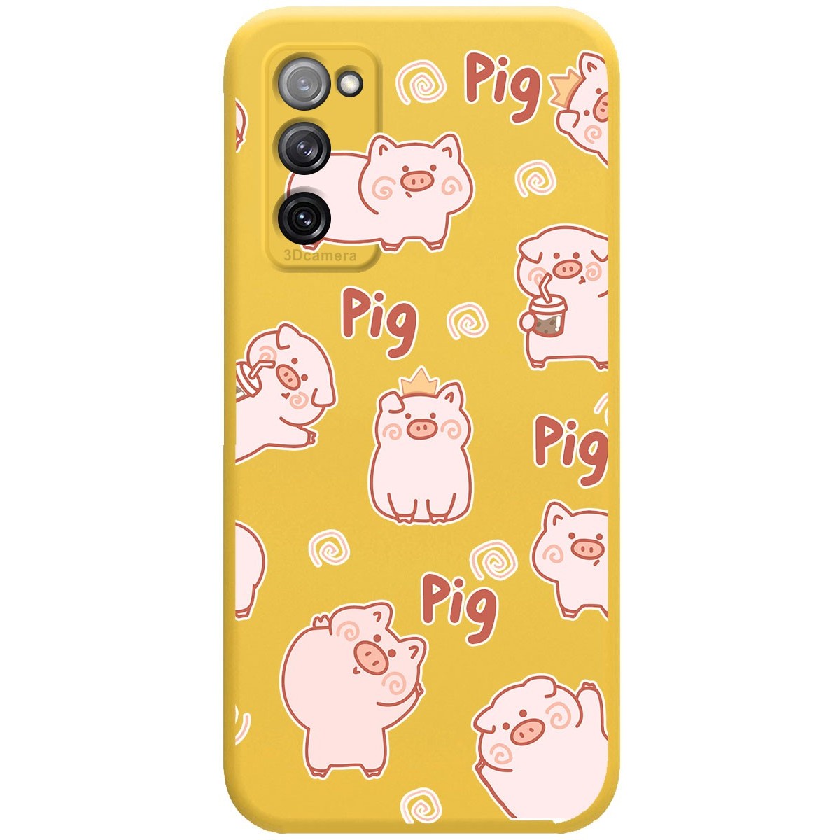 Funda Silicona Líquida Amarilla para Samsung Galaxy S20 FE diseño Cerdos Dibujos