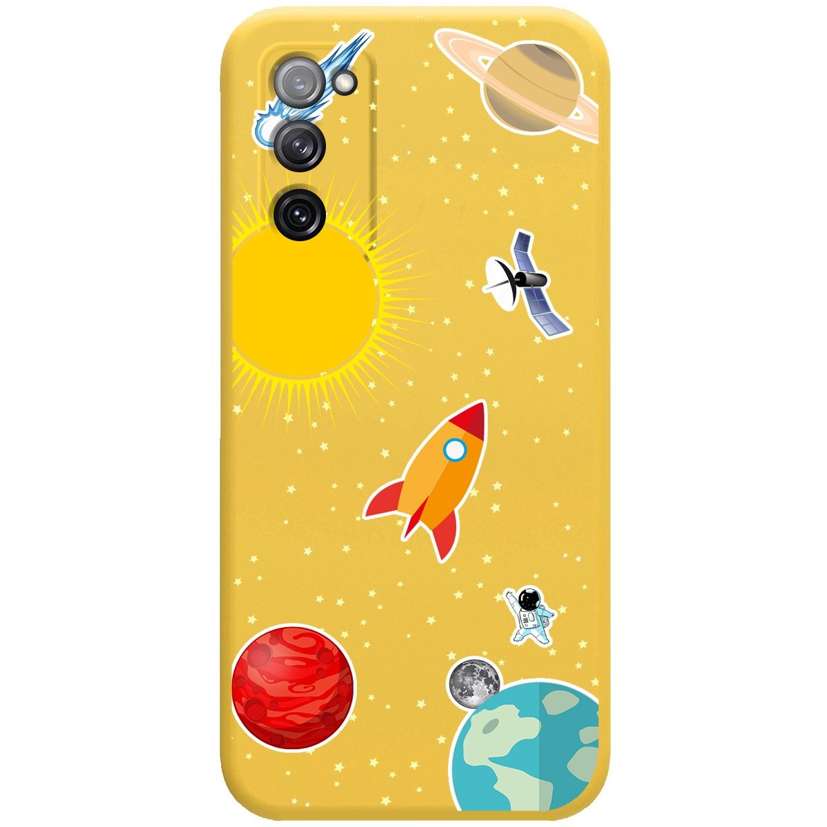 Funda Silicona Líquida Amarilla para Samsung Galaxy S20 FE diseño Espacio Dibujos