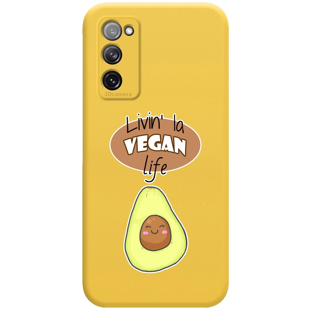 Funda Silicona Líquida Amarilla para Samsung Galaxy S20 FE diseño Vegan Life Dibujos