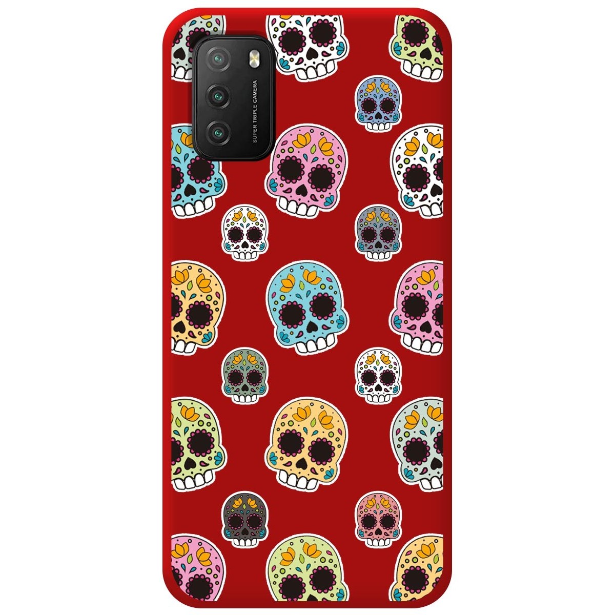 Funda Silicona Líquida Roja para Xiaomi POCO M3 / Redmi 9T diseño Catrina Dibujos