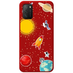 Funda Silicona Líquida Roja para Xiaomi POCO M3 / Redmi 9T diseño Espacio Dibujos