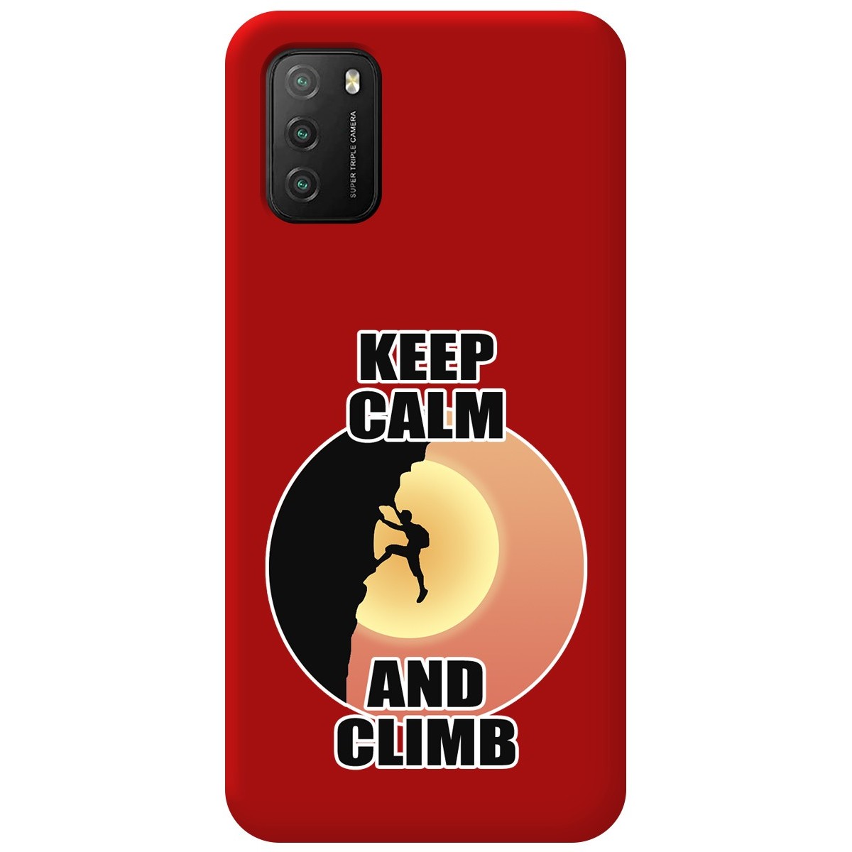Funda Silicona Líquida Roja para Xiaomi POCO M3 / Redmi 9T diseño Hombre Escalada Dibujos