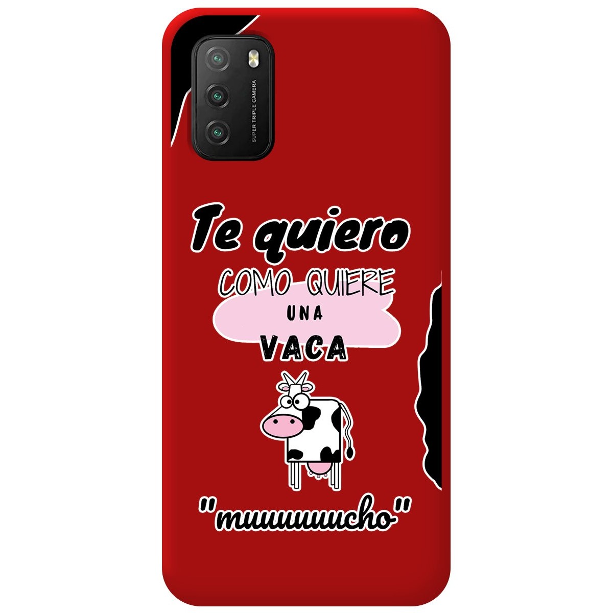 Funda Silicona Líquida Roja para Xiaomi POCO M3 / Redmi 9T diseño Vaca Dibujos