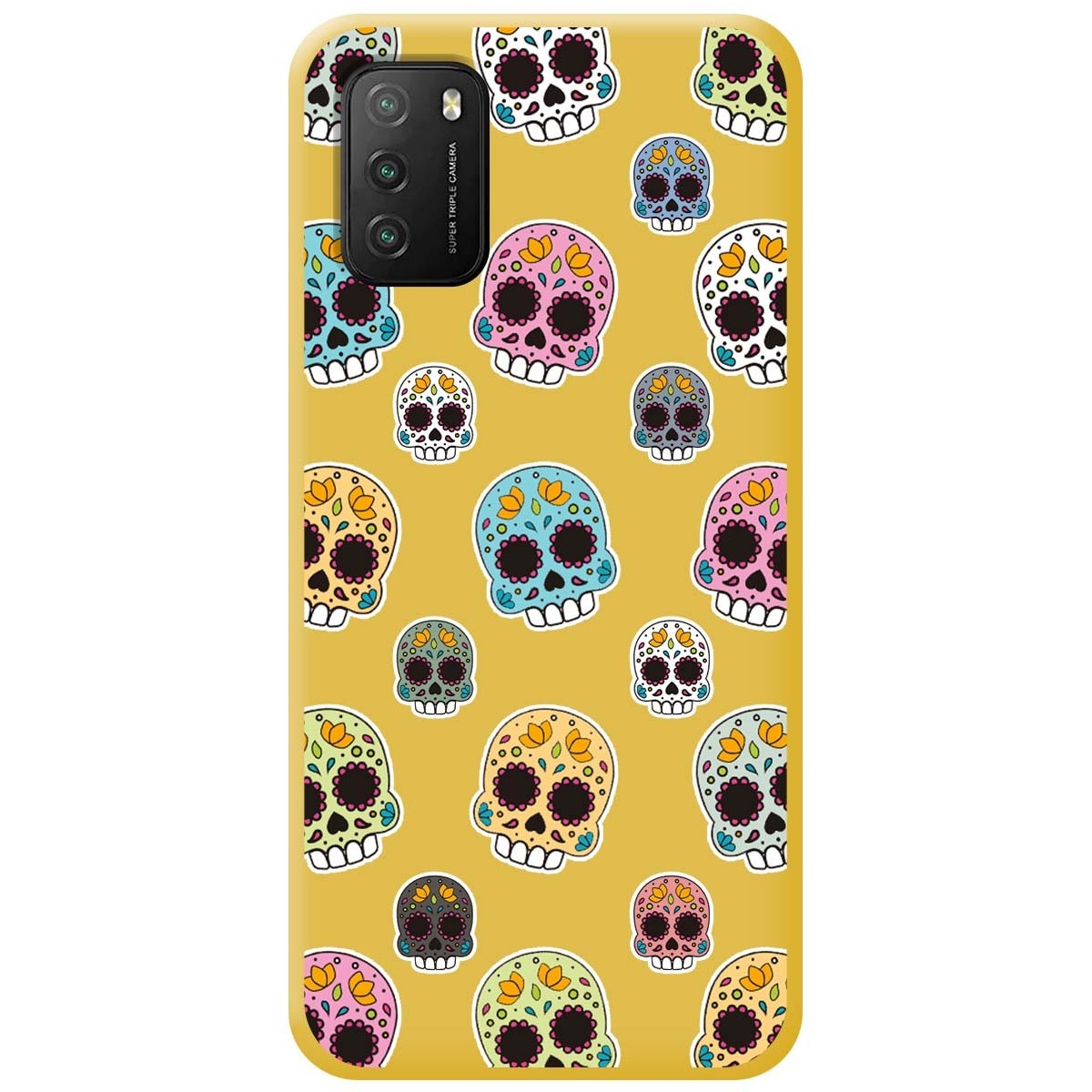 Funda Silicona Líquida Amarilla para Xiaomi POCO M3 / Redmi 9T diseño Catrina Dibujos