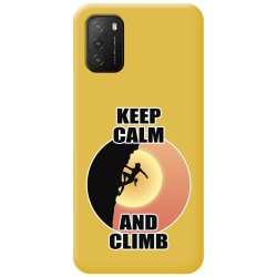 Funda Silicona Líquida Amarilla para Xiaomi POCO M3 / Redmi 9T diseño Mujer Escalada Dibujos