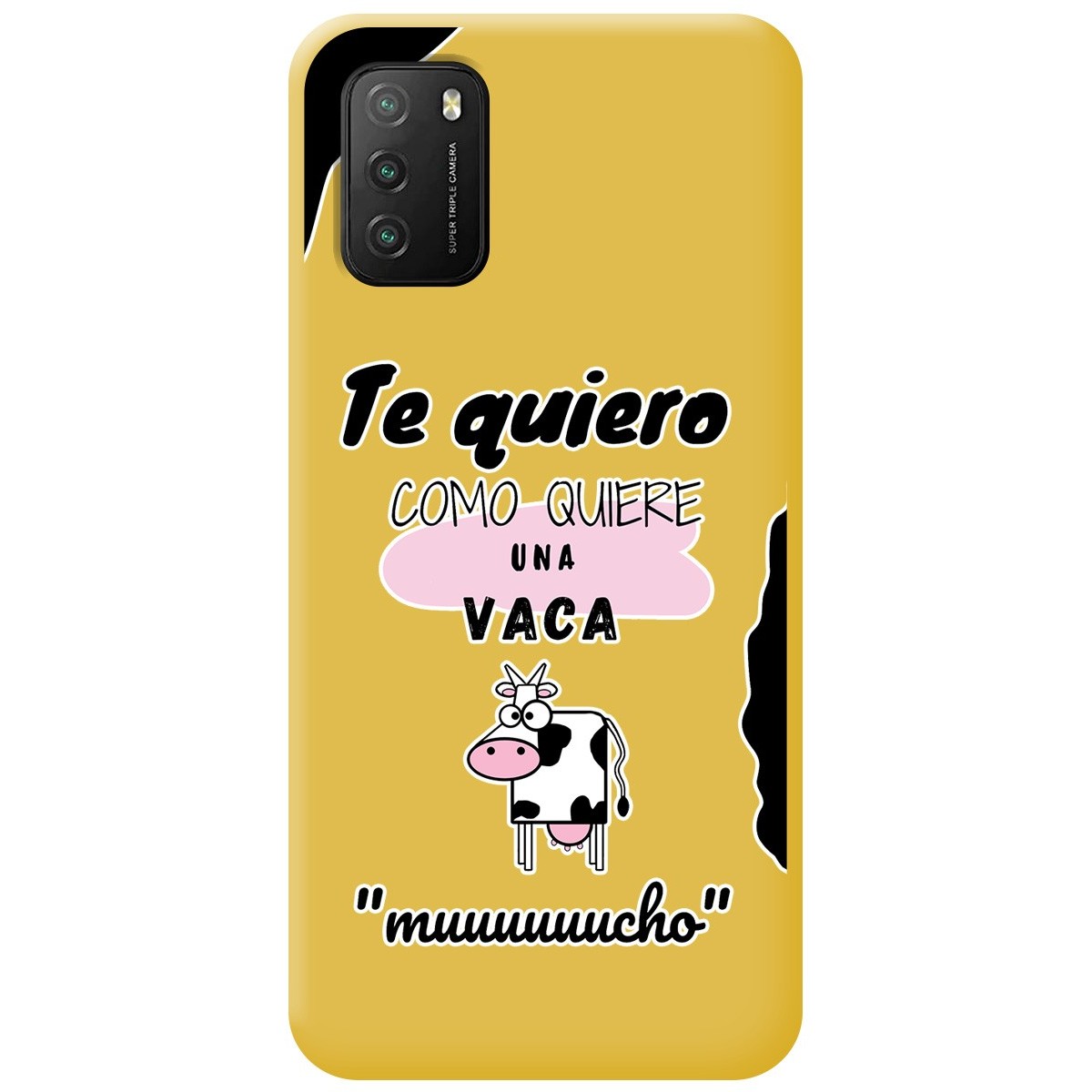 Funda Silicona Líquida Amarilla para Xiaomi POCO M3 / Redmi 9T diseño Vaca Dibujos