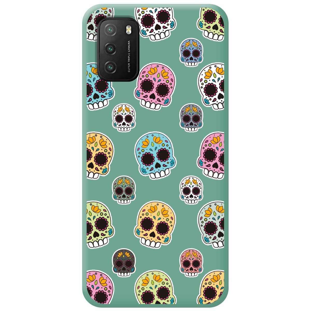 Funda Silicona Líquida Verde para Xiaomi POCO M3 / Redmi 9T diseño Catrina Dibujos