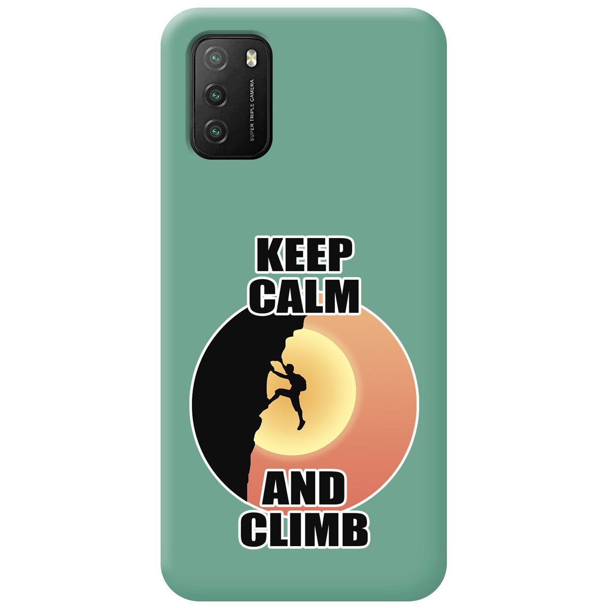 Funda Silicona Líquida Verde para Xiaomi POCO M3 / Redmi 9T diseño Hombre Escalada Dibujos