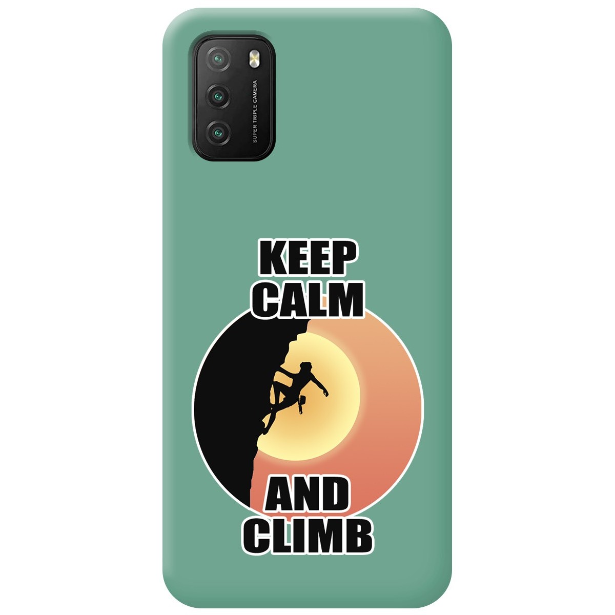 Funda Silicona Líquida Verde para Xiaomi POCO M3 / Redmi 9T diseño Mujer Escalada Dibujos