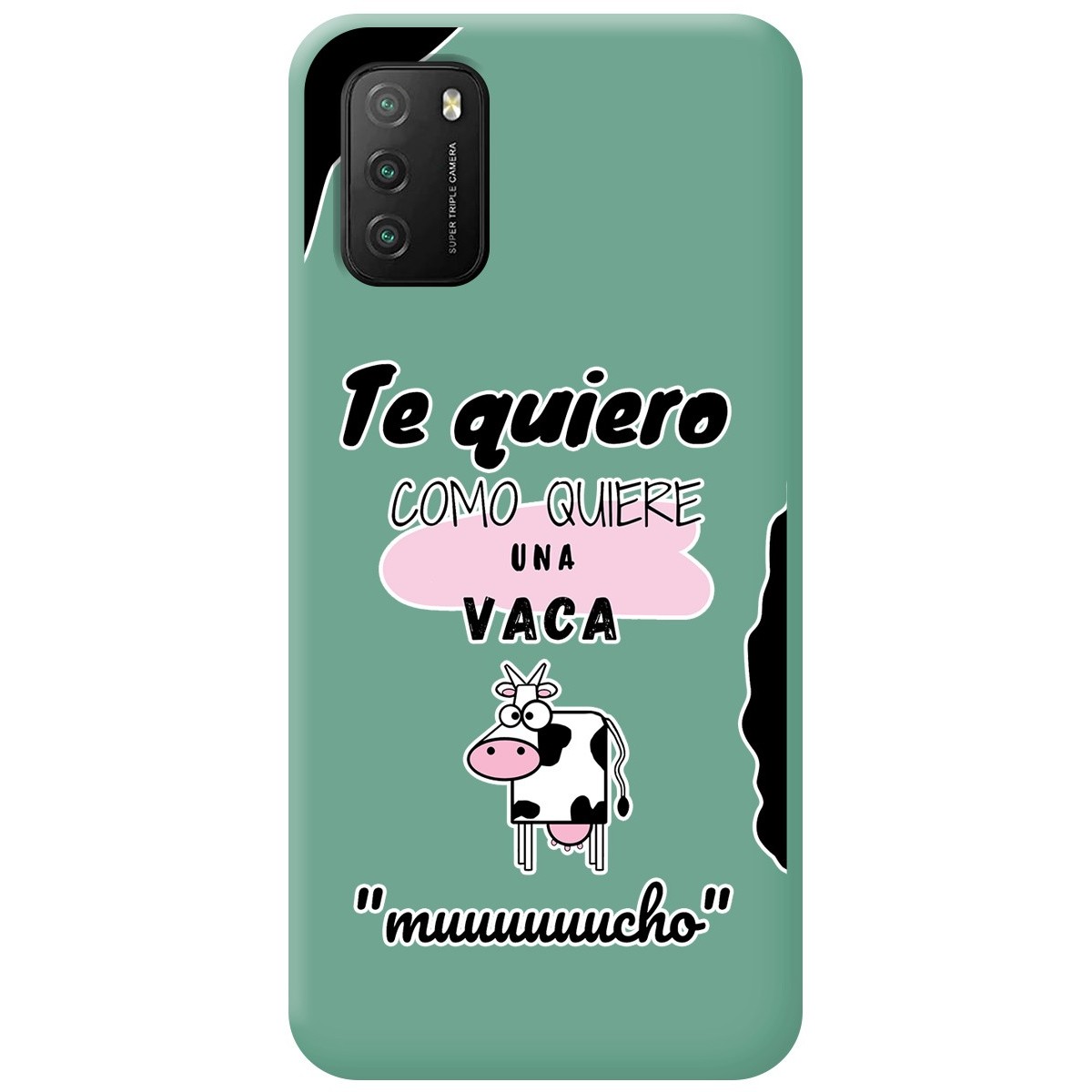 Funda Silicona Líquida Verde para Xiaomi POCO M3 / Redmi 9T diseño Vaca Dibujos