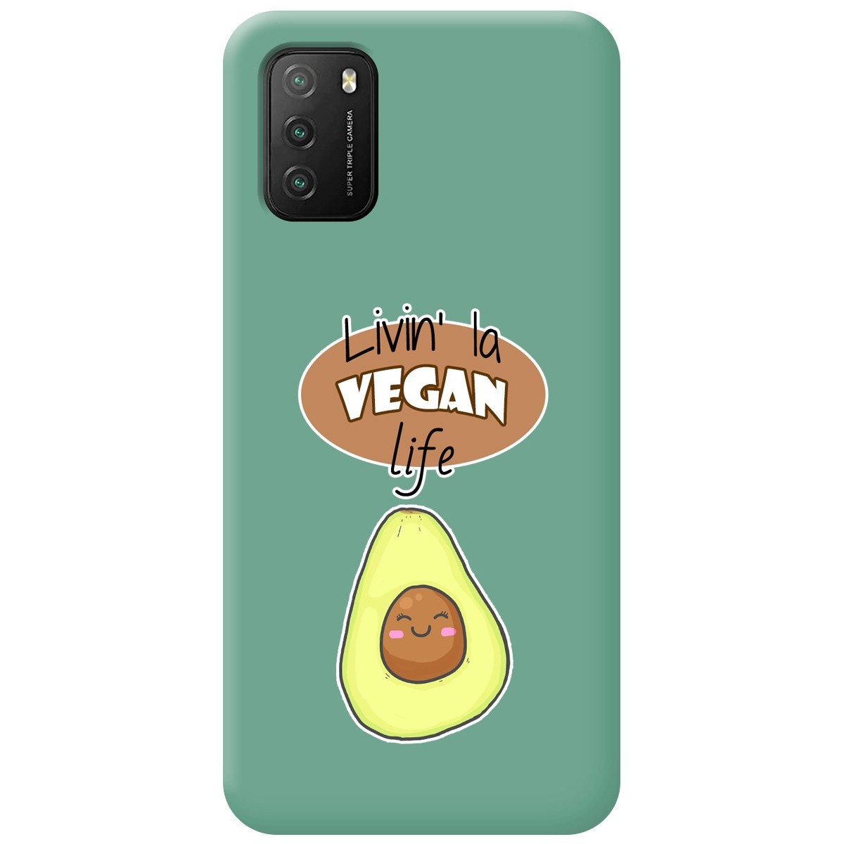 Funda Silicona Líquida Verde para Xiaomi POCO M3 / Redmi 9T diseño Vegan Life Dibujos