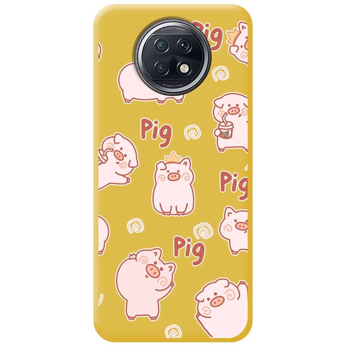 Funda Silicona Líquida Amarilla para Xiaomi Redmi Note 9T 5G diseño Cerdos Dibujos