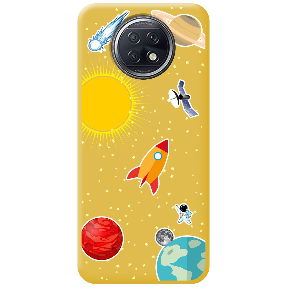 Funda Silicona Líquida Amarilla para Xiaomi Redmi Note 9T 5G diseño Espacio Dibujos