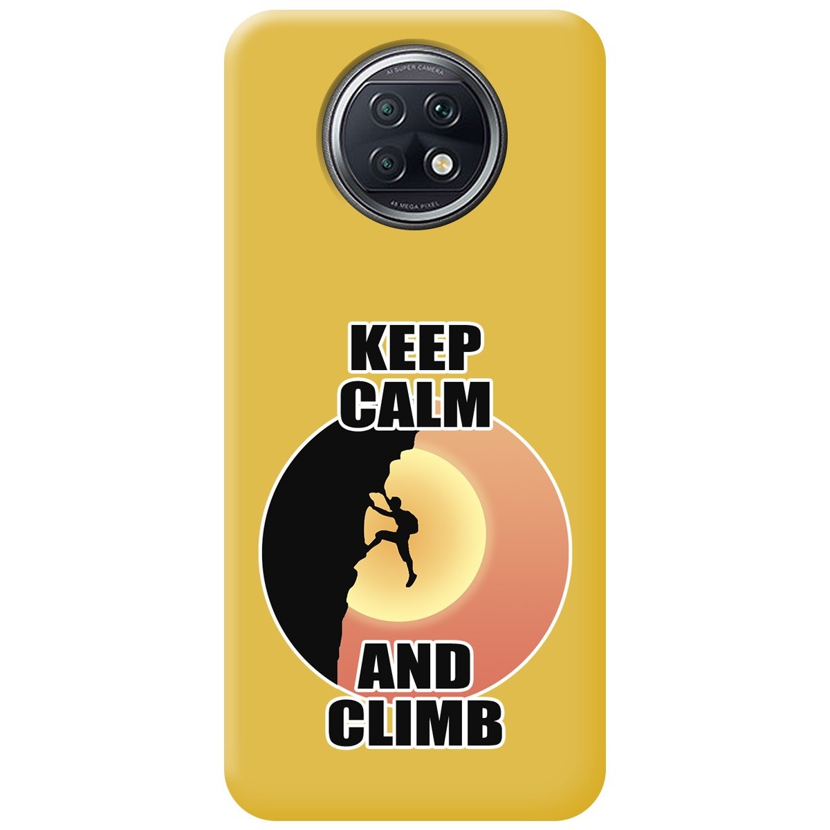 Funda Silicona Líquida Amarilla para Xiaomi Redmi Note 9T 5G diseño Hombre Escalada Dibujos