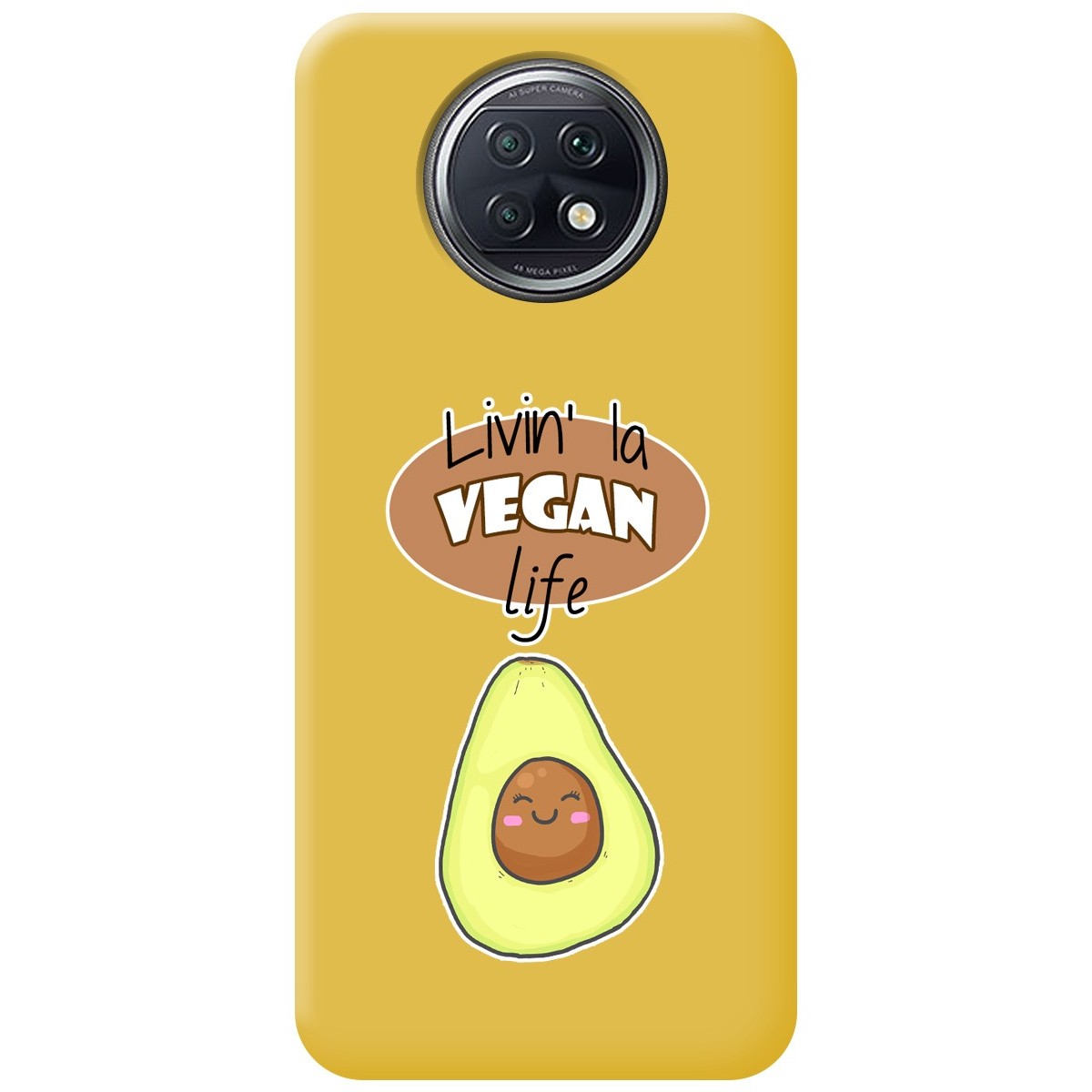 Funda Silicona Líquida Amarilla para Xiaomi Redmi Note 9T 5G diseño Vegan Life Dibujos