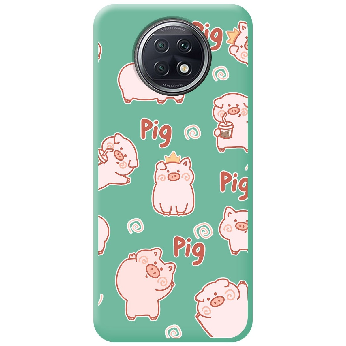 Funda Silicona Líquida Verde para Xiaomi Redmi Note 9T 5G diseño Cerdos Dibujos