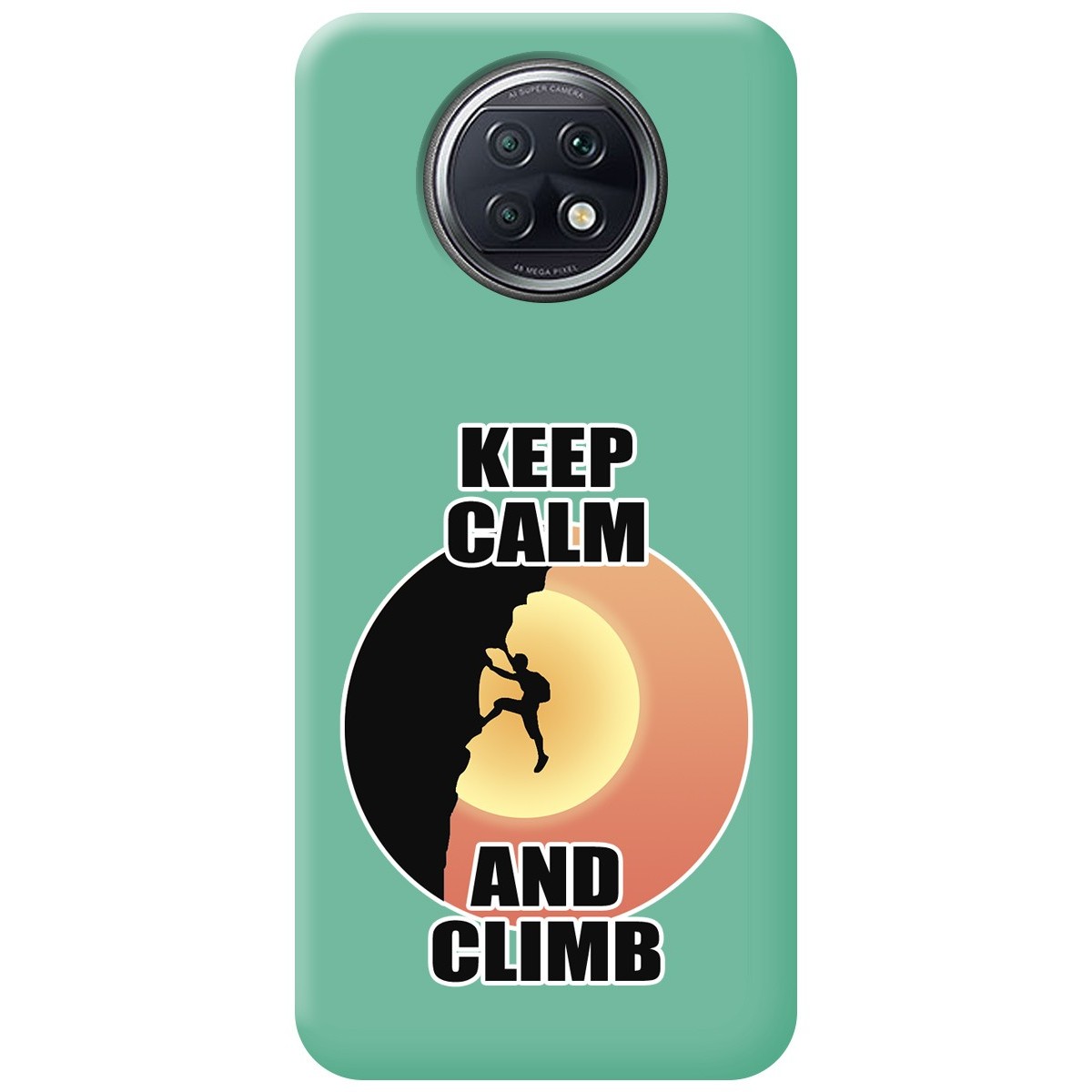 Funda Silicona Líquida Verde para Xiaomi Redmi Note 9T 5G diseño Hombre Escalada Dibujos