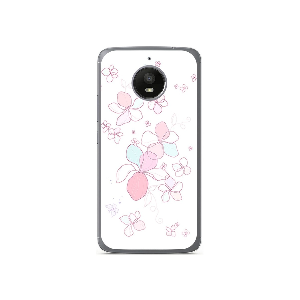 Funda Gel Tpu para Motorola Moto E4 Plus Diseño Flores Minimal Dibujos