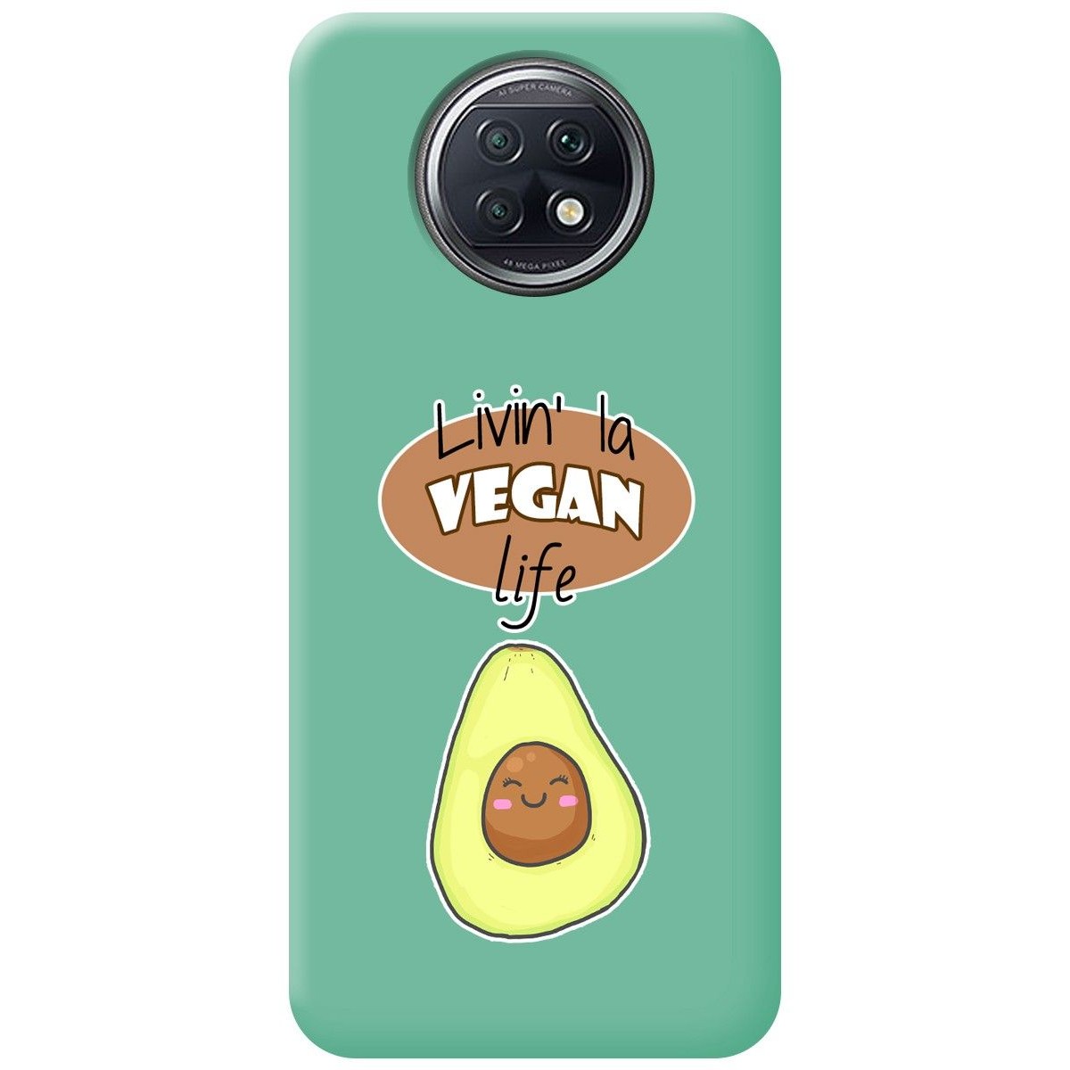 Funda Silicona Líquida Verde para Xiaomi Redmi Note 9T 5G diseño Vegan Life Dibujos