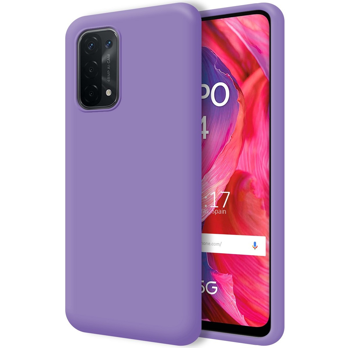 Funda Silicona Líquida Ultra Suave para Oppo A54 5G / A74 5G color Morada