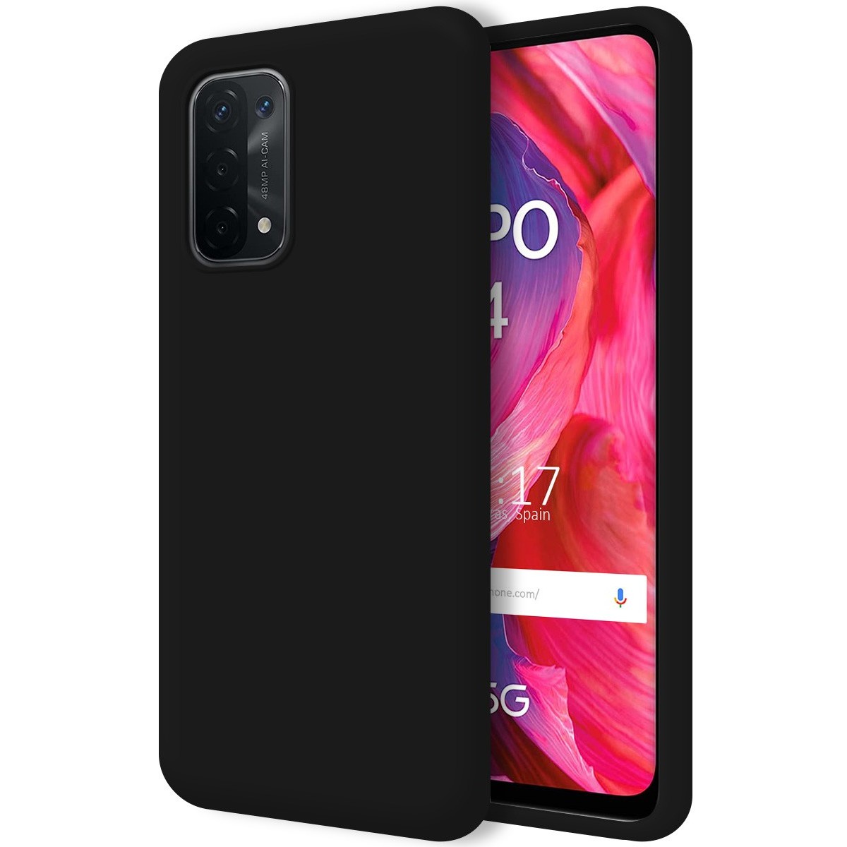 Funda Silicona Líquida Ultra Suave para Oppo A54 5G / A74 5G color Negra