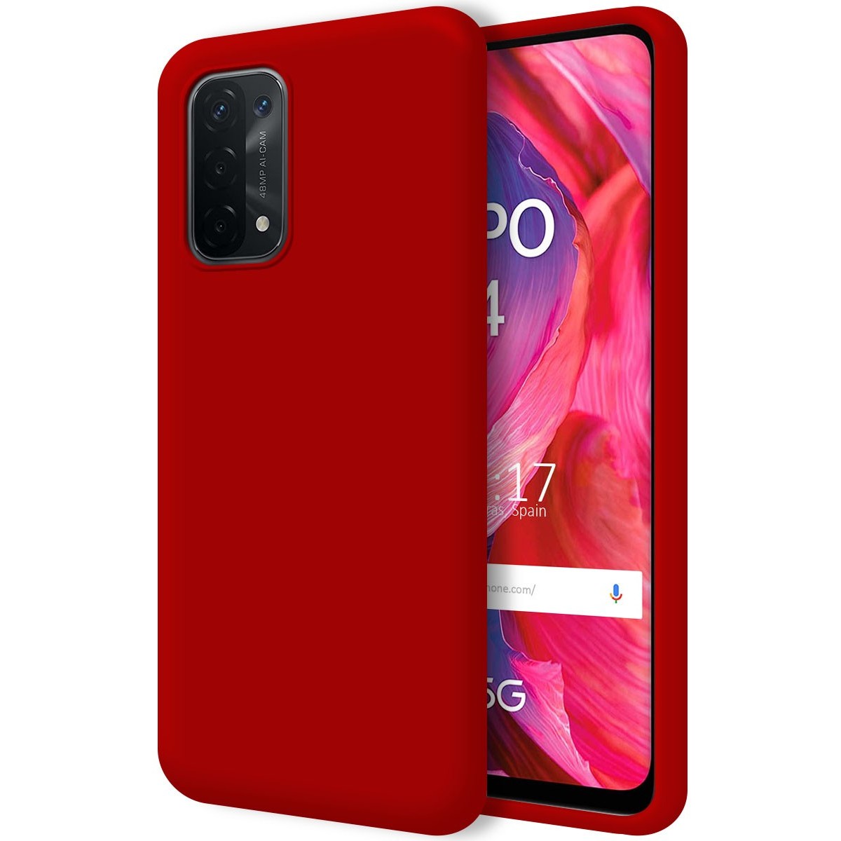 Funda Silicona Líquida Ultra Suave para Oppo A54 5G / A74 5G color Roja