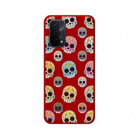 Funda Silicona Líquida Roja para Oppo A54 5G / A74 5G diseño Catrina Dibujos