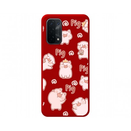 Funda Silicona Líquida Roja para Oppo A54 5G / A74 5G diseño Cerdos Dibujos