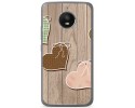 Funda Gel Tpu para Motorola Moto E4 Plus Diseño Corazones Madera Dibujos