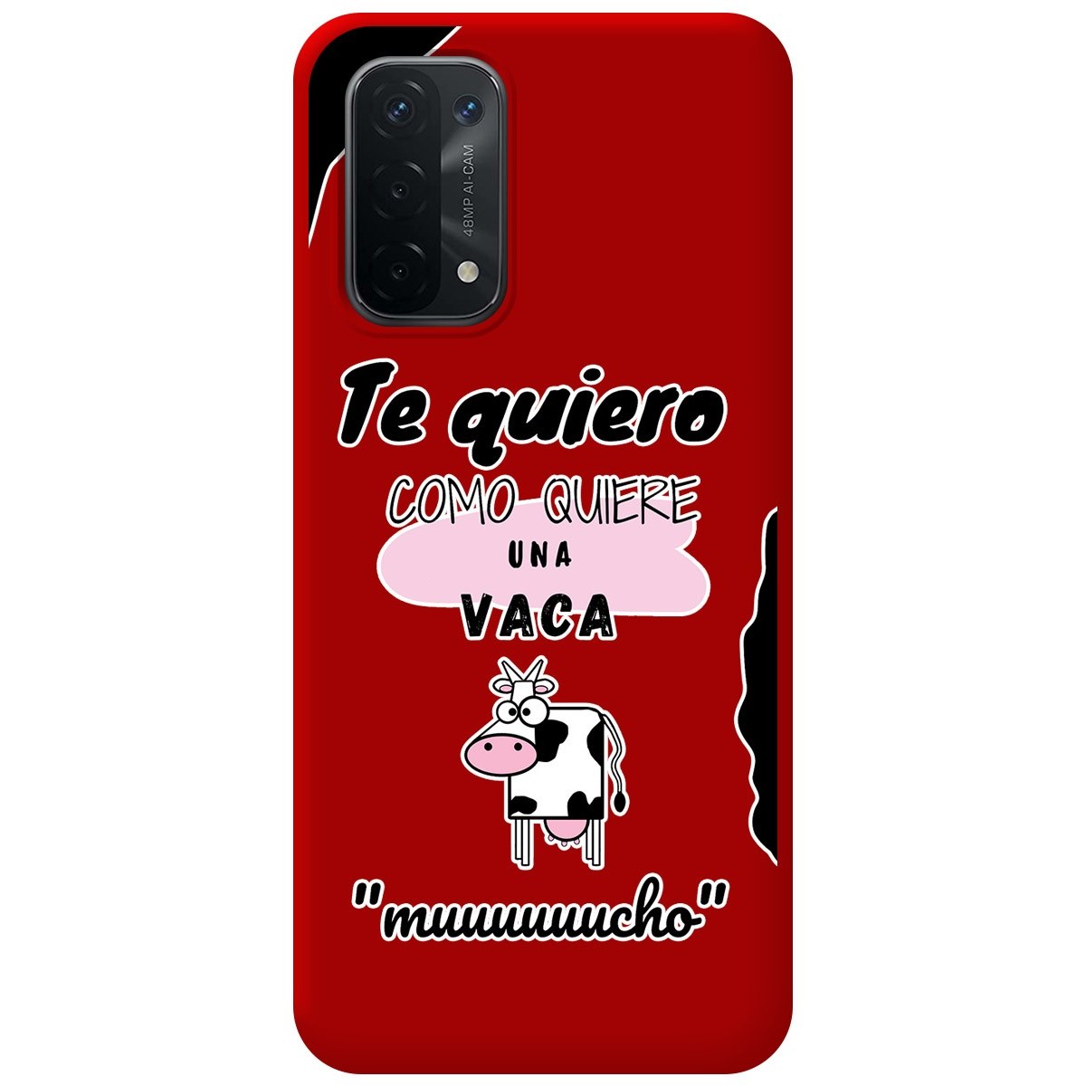 Funda Silicona Líquida Roja para Oppo A54 5G / A74 5G diseño Vaca Dibujos