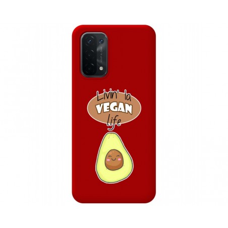 Funda Silicona Líquida Roja para Oppo A54 5G / A74 5G diseño Vegan Life Dibujos