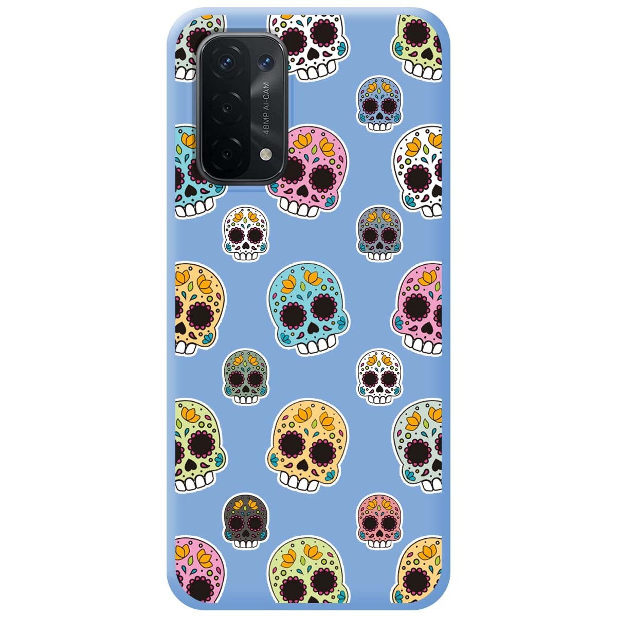 Funda Silicona Líquida Azul para Oppo A54 5G / A74 5G diseño Catrina Dibujos