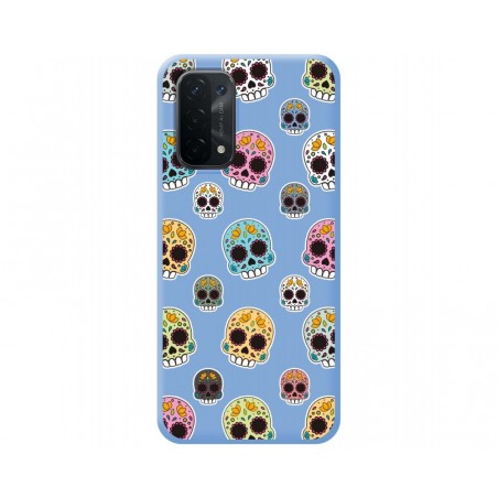 Funda Silicona Líquida Azul para Oppo A54 5G / A74 5G diseño Catrina Dibujos