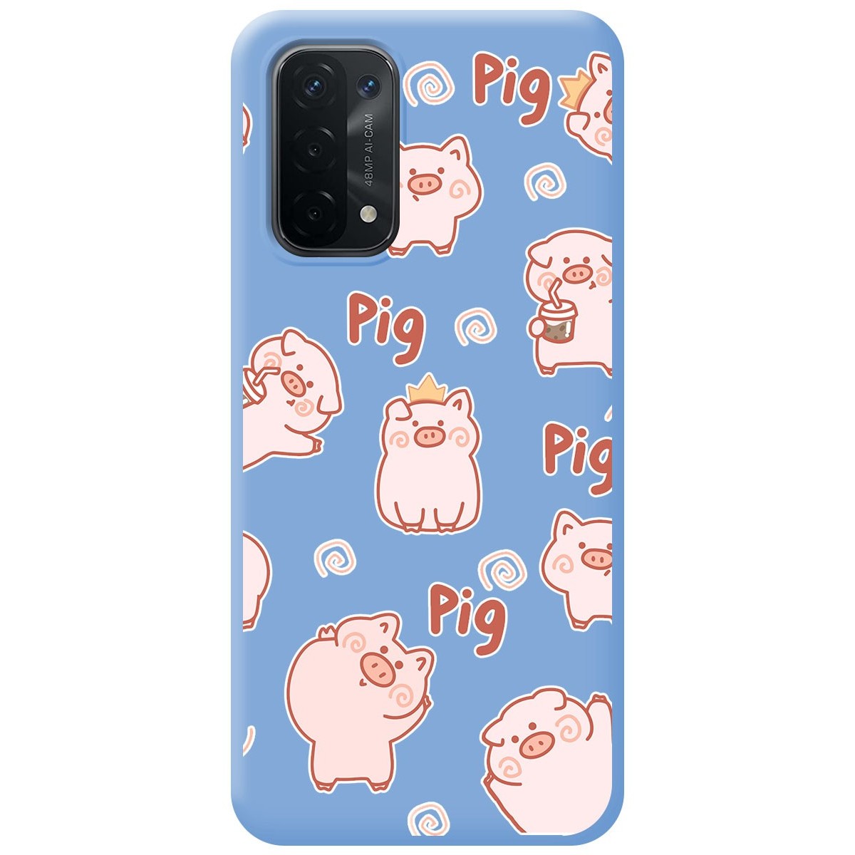 Funda Silicona Líquida Azul para Oppo A54 5G / A74 5G diseño Cerdos Dibujos