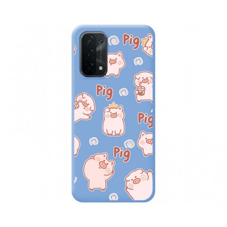 Funda Silicona Líquida Azul para Oppo A54 5G / A74 5G diseño Cerdos Dibujos