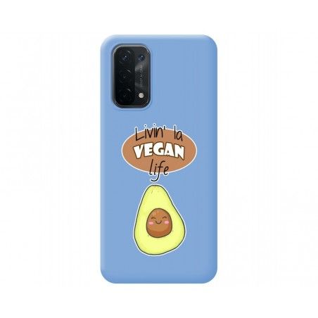 Funda Silicona Líquida Azul para Oppo A54 5G / A74 5G diseño Vegan Life Dibujos