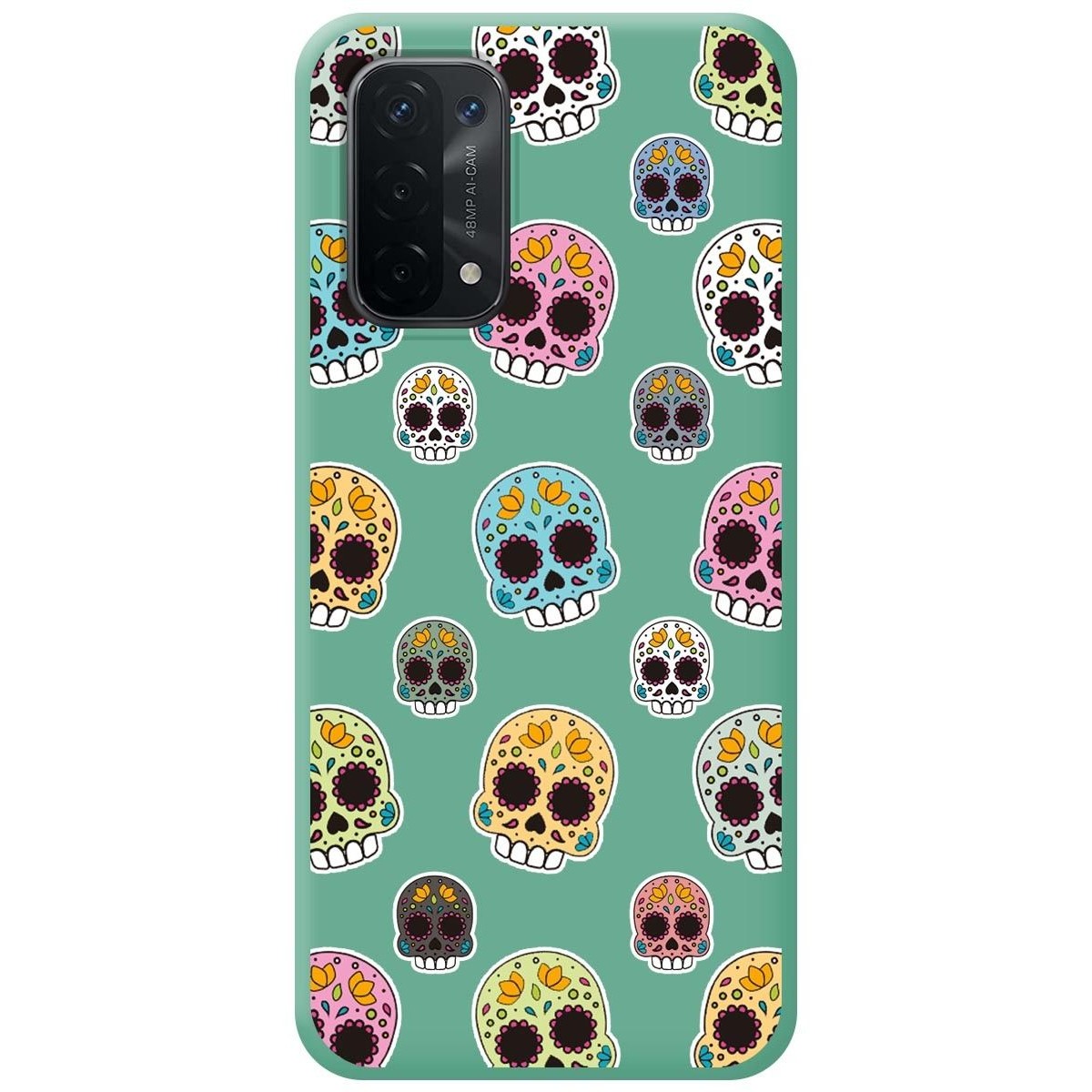 Funda Silicona Líquida Verde para Oppo A54 5G / A74 5G diseño Catrina Dibujos