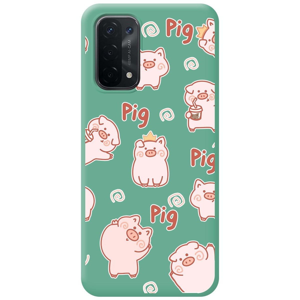 Funda Silicona Líquida Verde para Oppo A54 5G / A74 5G diseño Cerdos Dibujos