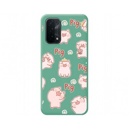 Funda Silicona Líquida Verde para Oppo A54 5G / A74 5G diseño Cerdos Dibujos