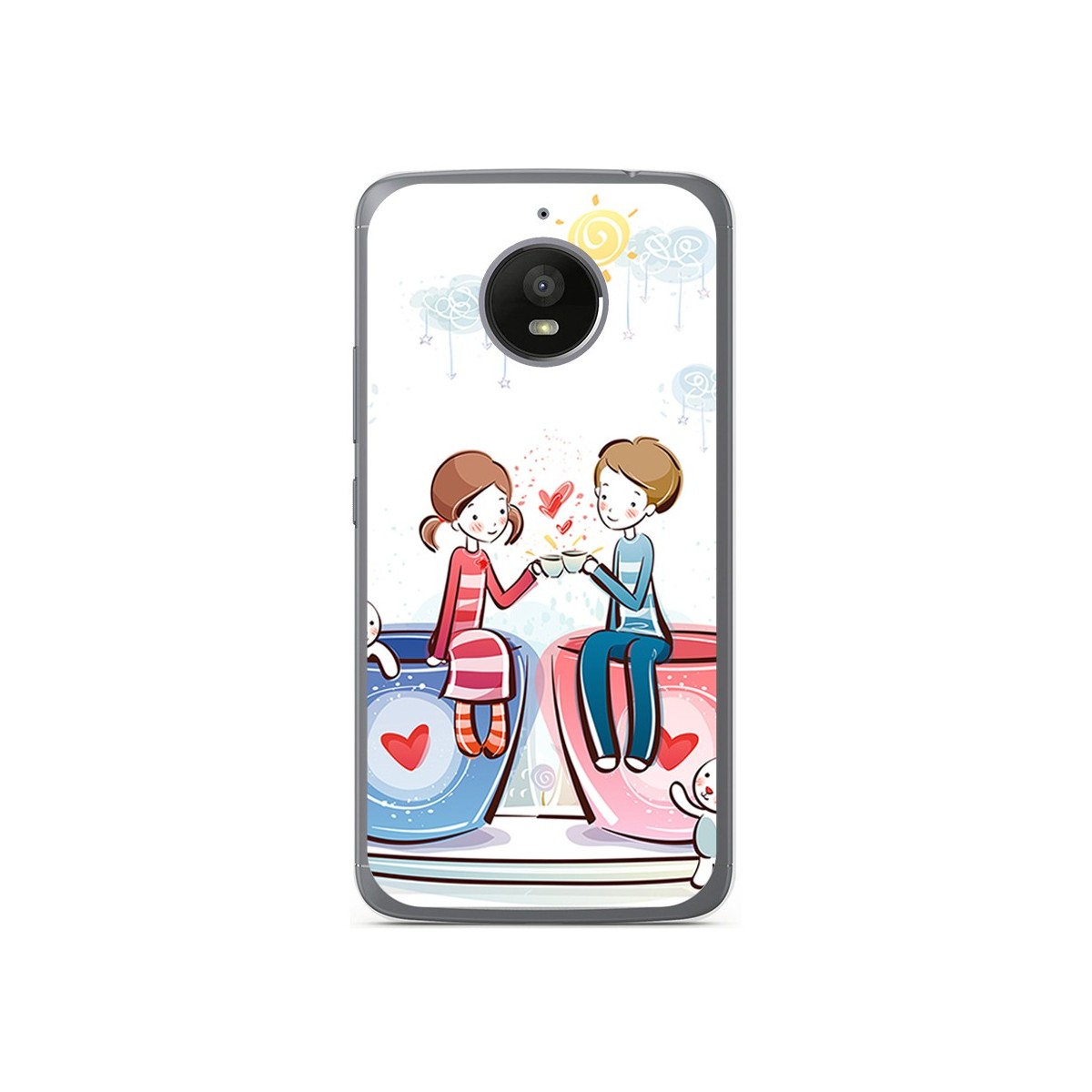 Funda Gel Tpu para Motorola Moto E4 Plus Diseño Cafe Dibujos