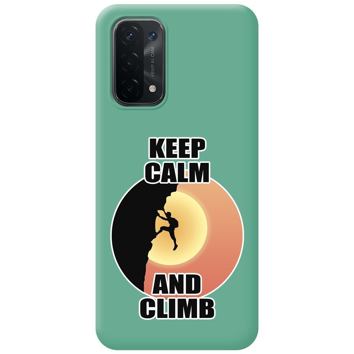 Funda Silicona Líquida Verde para Oppo A54 5G / A74 5G diseño Hombre Escalada Dibujos