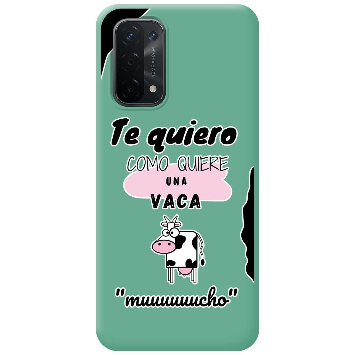 Funda Silicona Líquida Verde para Oppo A54 5G / A74 5G diseño Vaca Dibujos